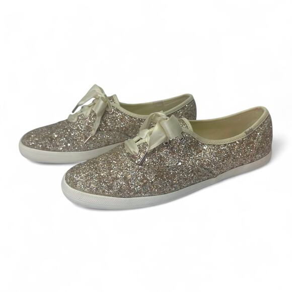 Keds X Kate Spade New York Women's Champion Glitter Sneakers 9 Champagne Gold - Picture 4 of 14